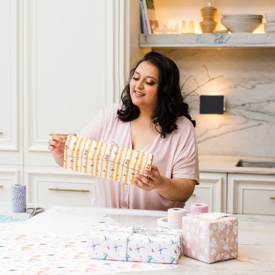 Sustainable wedding wrapping paper from Curlicue