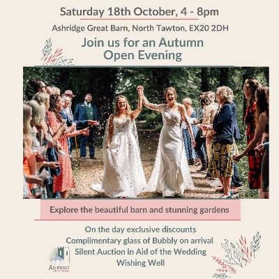 Wedding News: Ashridge Great Barn in North Tawton hosting October Open Evening