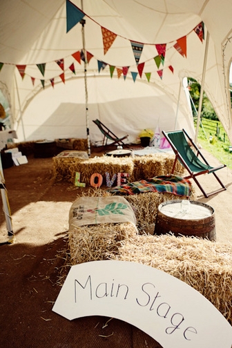 Inside a luxury marquee at Middle Coombe Farm in Tiverton, Devon