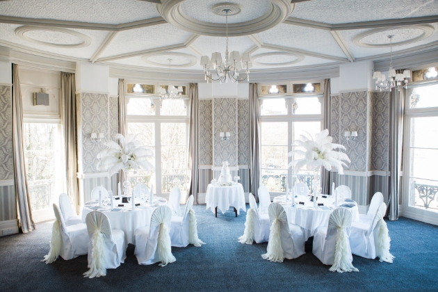 Inside the reception suit, set up for a wedding, at The Duke of Cornwall Hotel, Plymouth