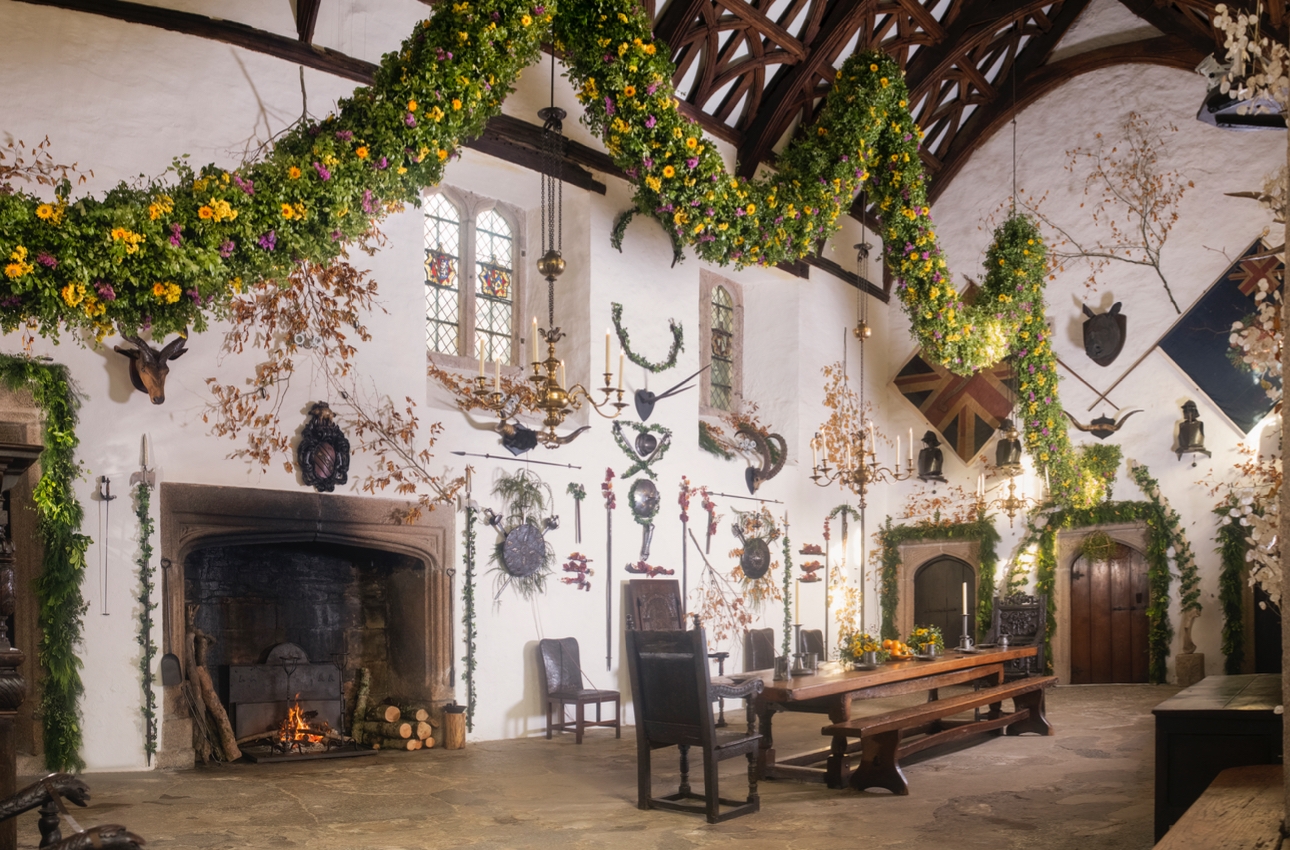 Inside the Great Hall at Cotehele in Cornwall