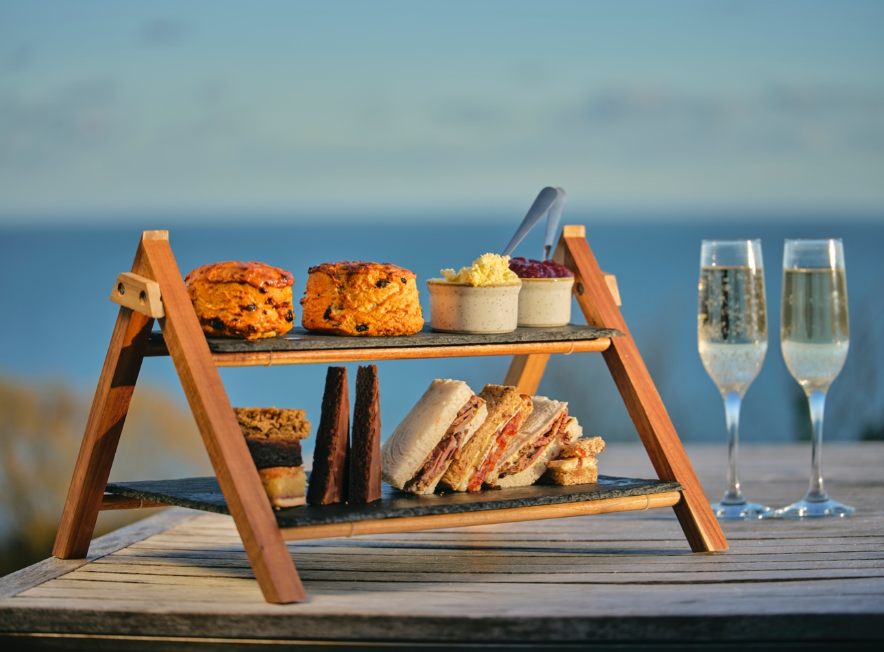 Sandwiches, scones and Prosecco at the Bucket & Spade cafe in Sheldon, South Devon