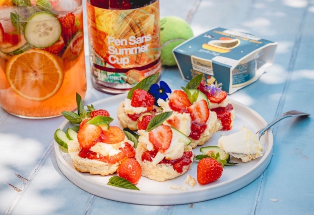 Scones with cream and strawberries from Trewithen Dairy which has launched a Wimbledon-inspired English cream tea