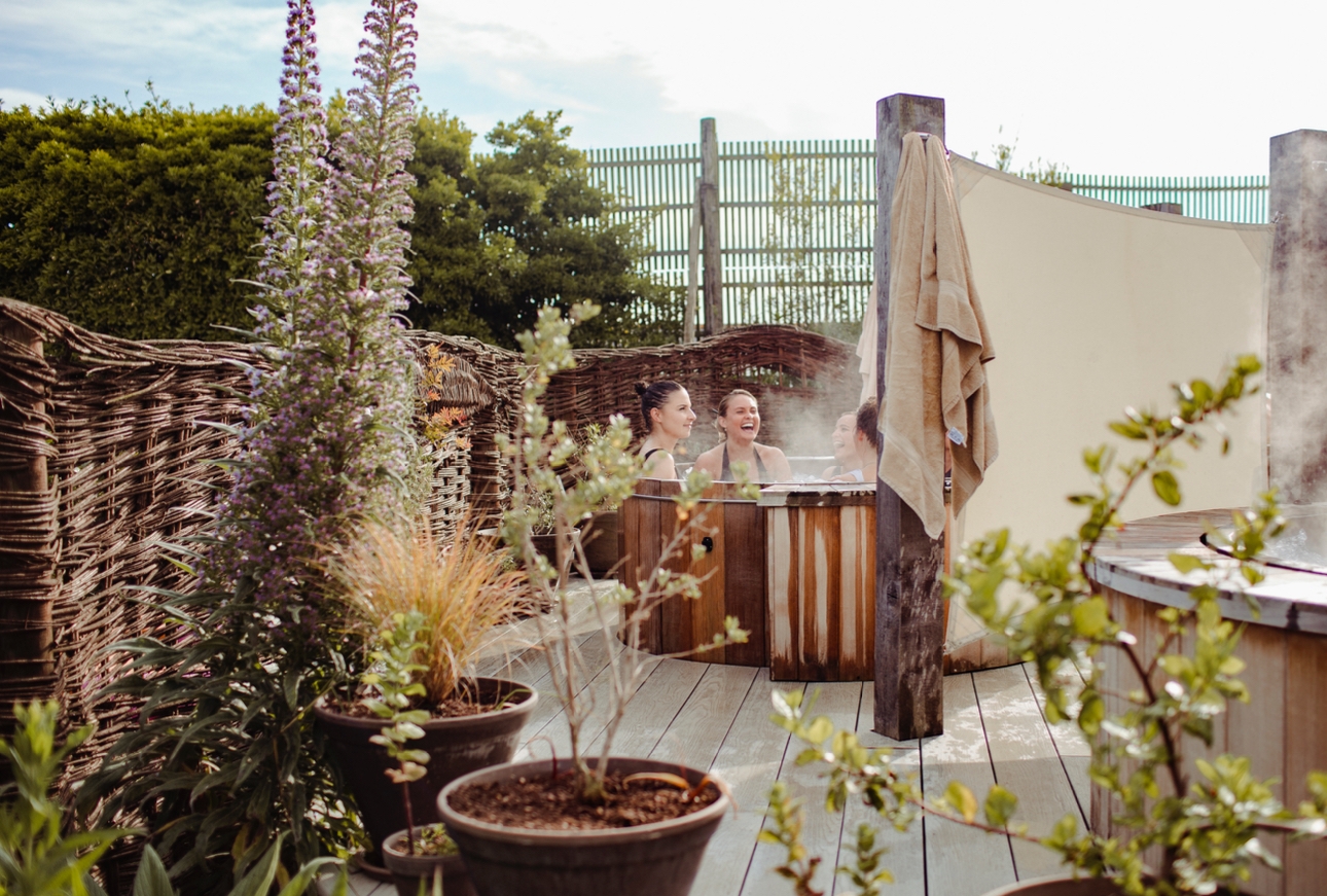Hot tub in the Sensory Spa Garden at the Bedruthan Hotel & Spa in Cornwall