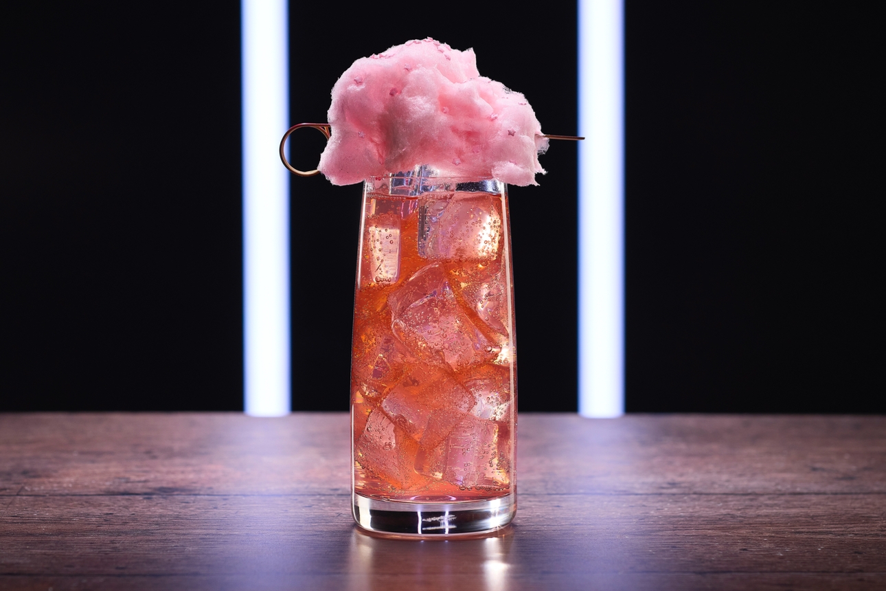 A gin and candy floss cocktail at the Boom Battle Bar in Exeter