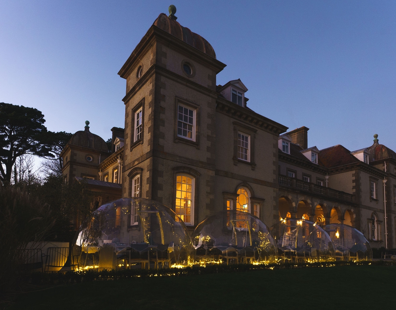 Dome dining experience at Fowey Hall in Cornwall