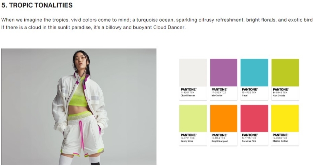 Pantone's Colour tropical colour chart