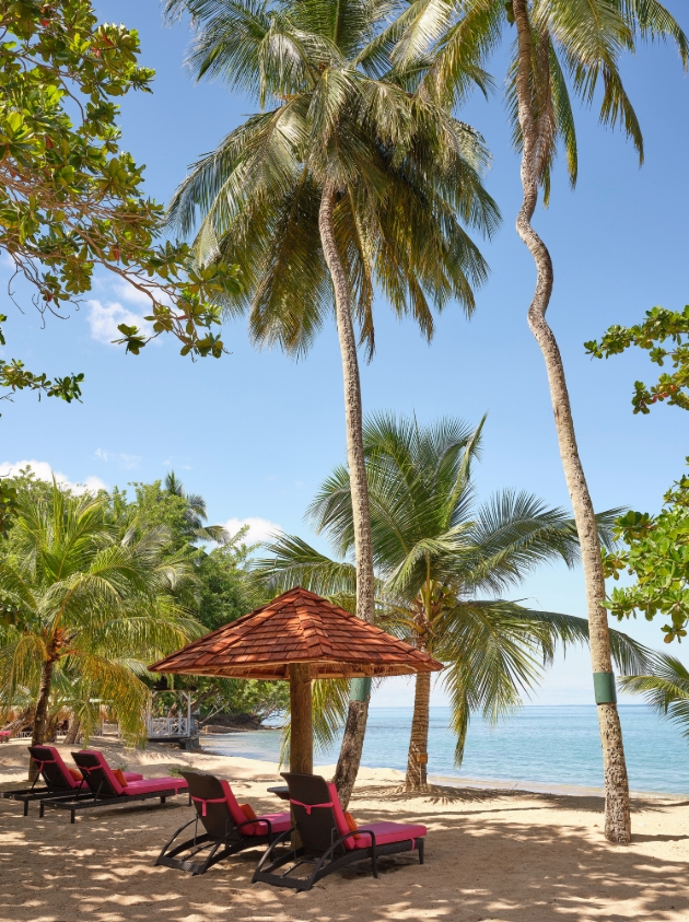 sunloungers on beach