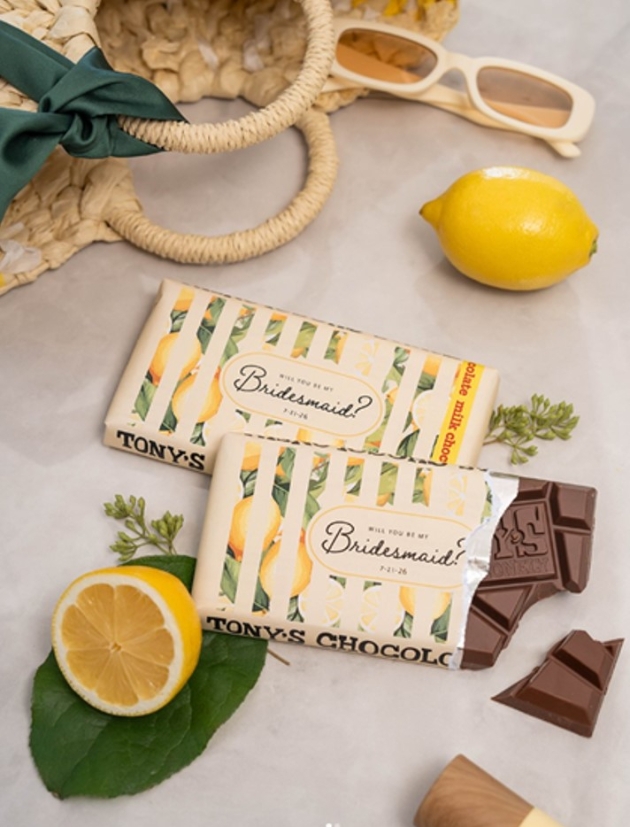 Tony’s Chocolonely’s personalised wedding bars - bridesmaids