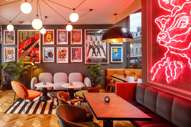 funky hotel sitting area